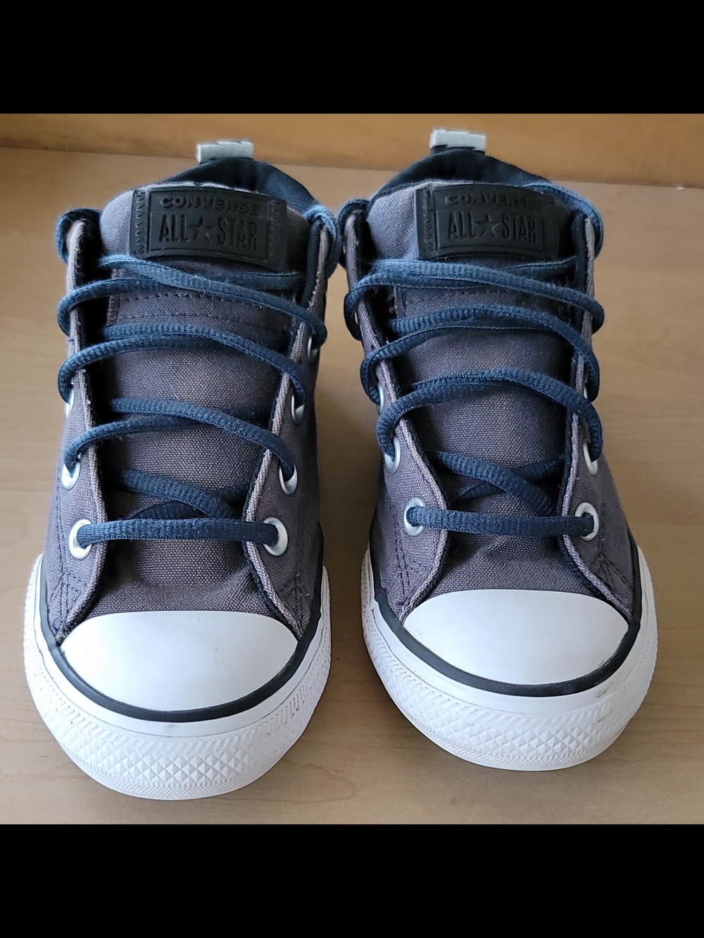 Converse Kids All Star Low Top Sneakers - Gray with Blue Laces